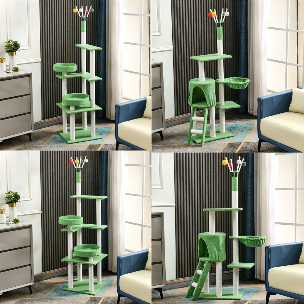 Cat Tree For Indoor Cats Multi-Level Plush Cat Condo Large Cat Tree Tall Cat Tower With Scratching Posts Scratching Boards