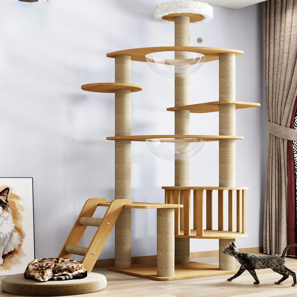 Multi-Level Cat Condo For Indoor Cats With Scratching Posts Scratching Boards Perches Caves Large Cat Tree Tall Cat Tower