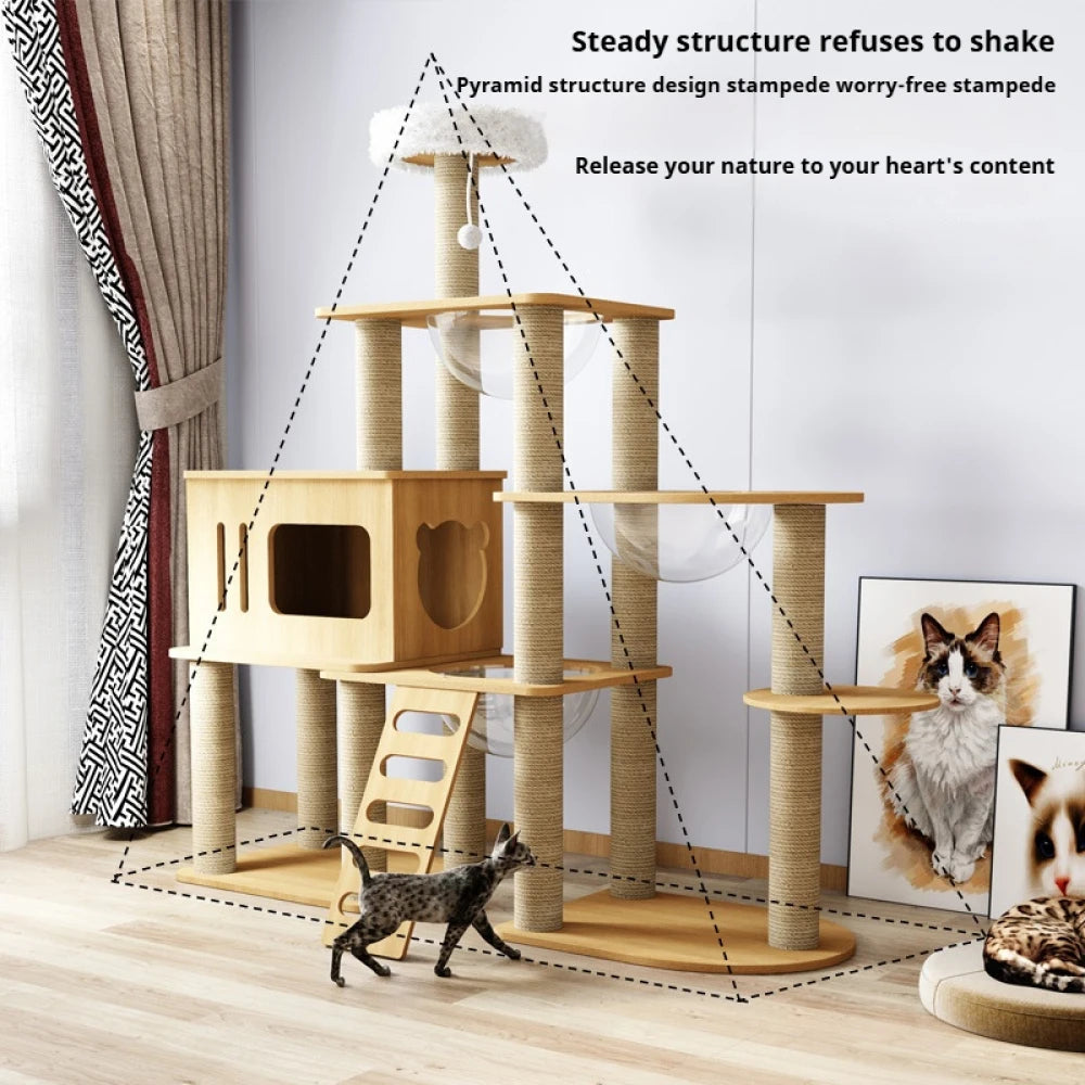 Multi-Level Cat Condo For Indoor Cats With Scratching Posts Scratching Boards Perches Caves Large Cat Tree Tall Cat Tower