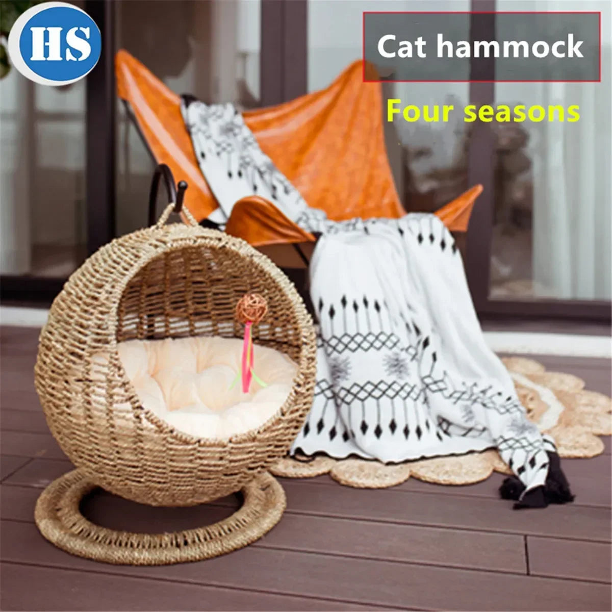 Handmade High Quality Climbing Frame Straw Hammock Cradle Pet Product Pet Bed Cat House