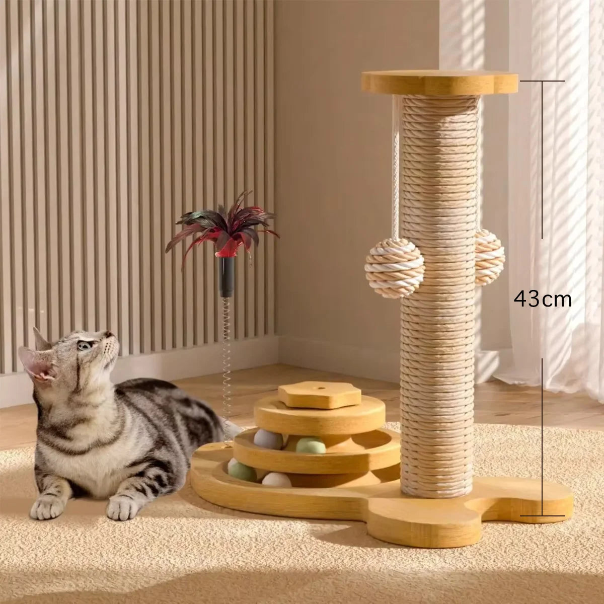 Cat scratch board is wear-resistant and does not shed debris. Cat scratch column is made of sisal hemp, and cat toys are used to