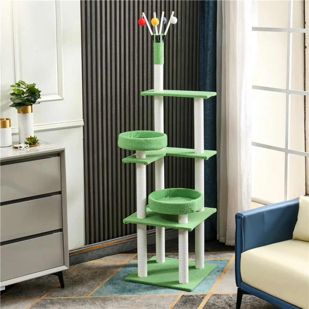 Cat Tree For Indoor Cats Multi-Level Plush Cat Condo Large Cat Tree Tall Cat Tower With Scratching Posts Scratching Boards