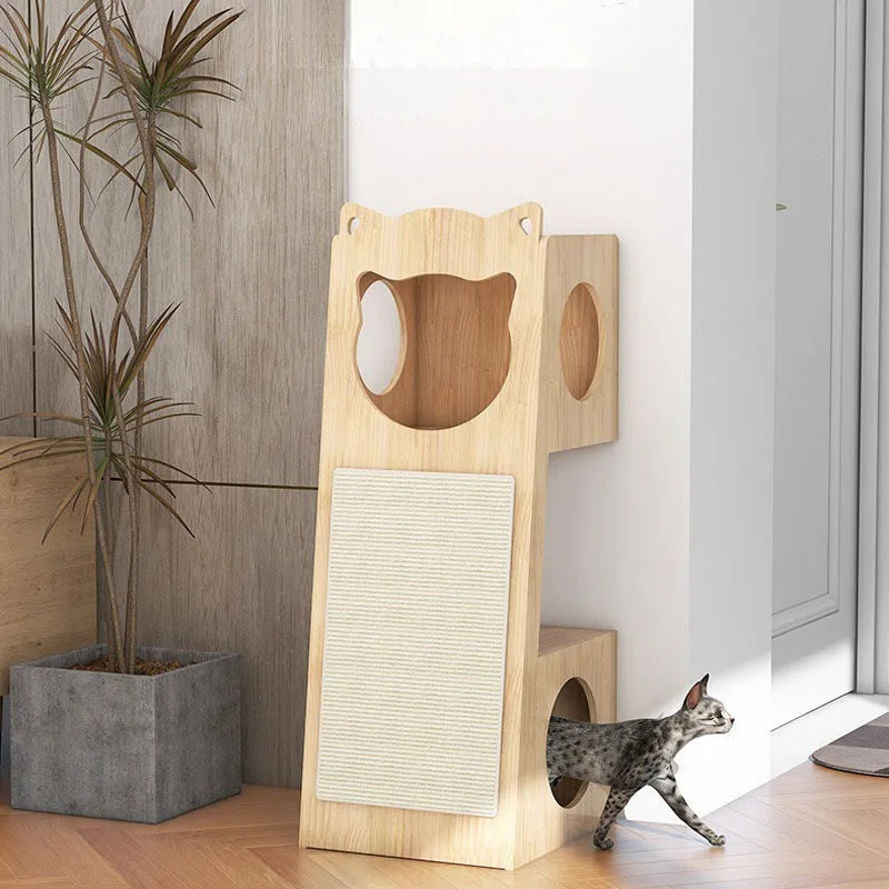 Solid Wood Cat Sisal Scratcher House Carrier for Cat Play Structure Pet Bed Beds & Furniture Catnap Tunnel Pet Products