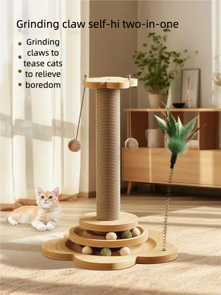 Cat scratch board is wear-resistant and does not shed debris. Cat scratch column is made of sisal hemp, and cat toys are used to