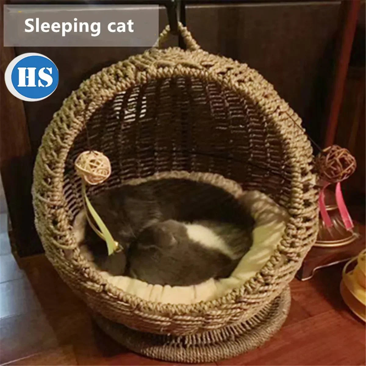 Handmade High Quality Climbing Frame Straw Hammock Cradle Pet Product Pet Bed Cat House